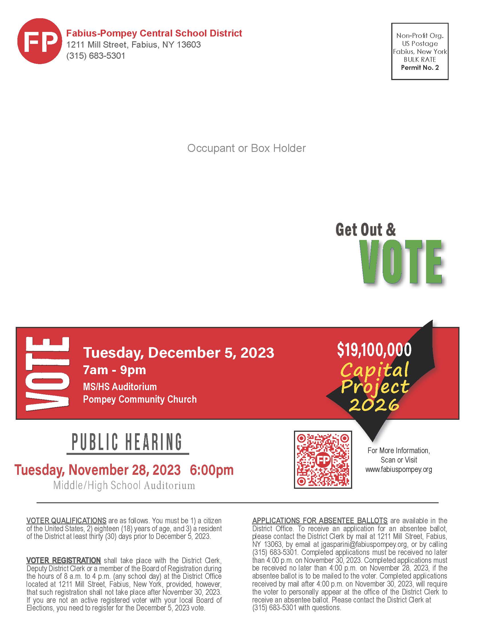 Capital Project Vote Project 2026 Fabius Pompey School District